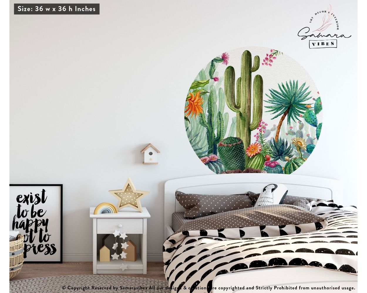 Best beautiful Cactus & Succulents Wall Decals for Headboard Wall Decor