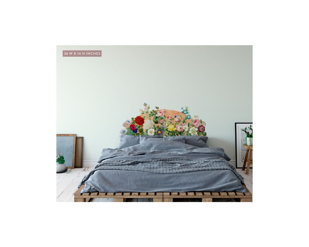 Best beautiful stylish Peony Flowers Headboard vinyl Wall Stickers for bedroom wall decor. shop now