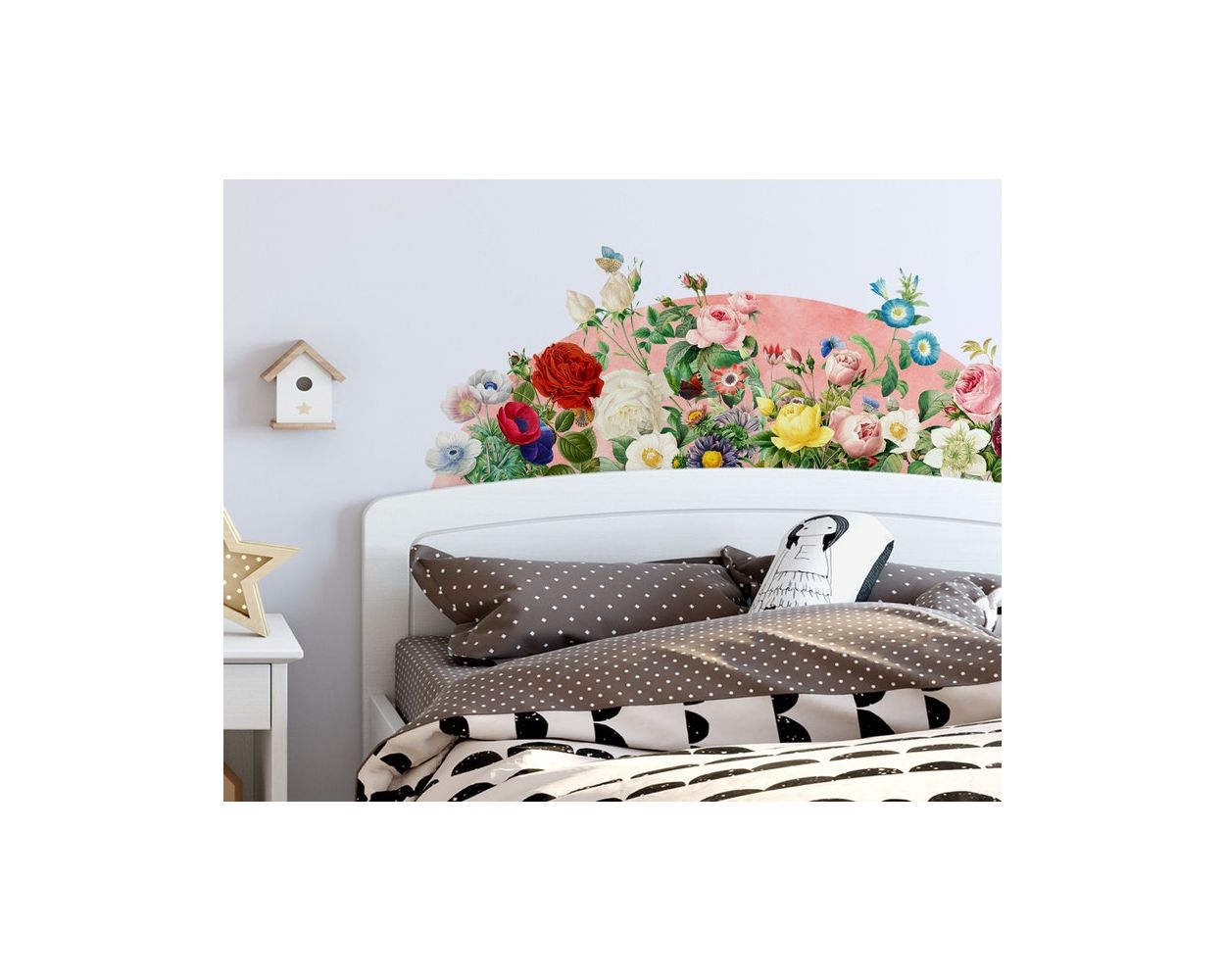 Best beautiful stylish Peony Flowers Headboard vinyl Wall Stickers for bedroom wall decor.
