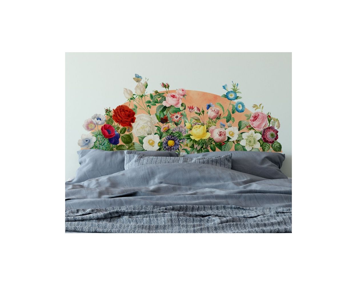 Best beautiful stylish Peony Flowers Headboard vinyl Wall Decals for bedroom wall decor.