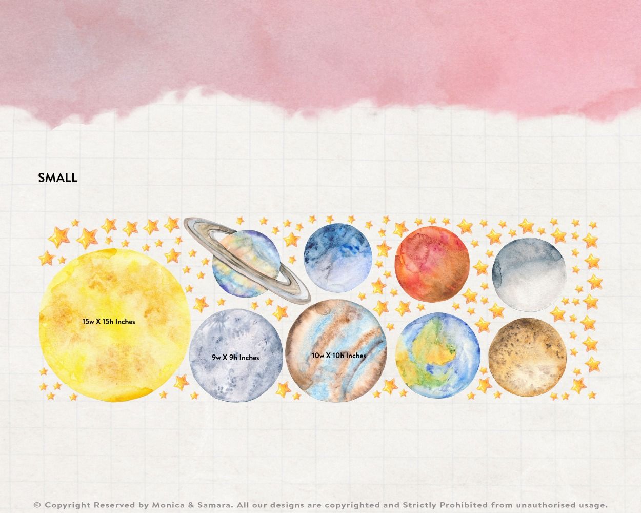 Beautiful Watercolor Solar System Vinyl Wall Stickers for child's Bedroom Wall Decor