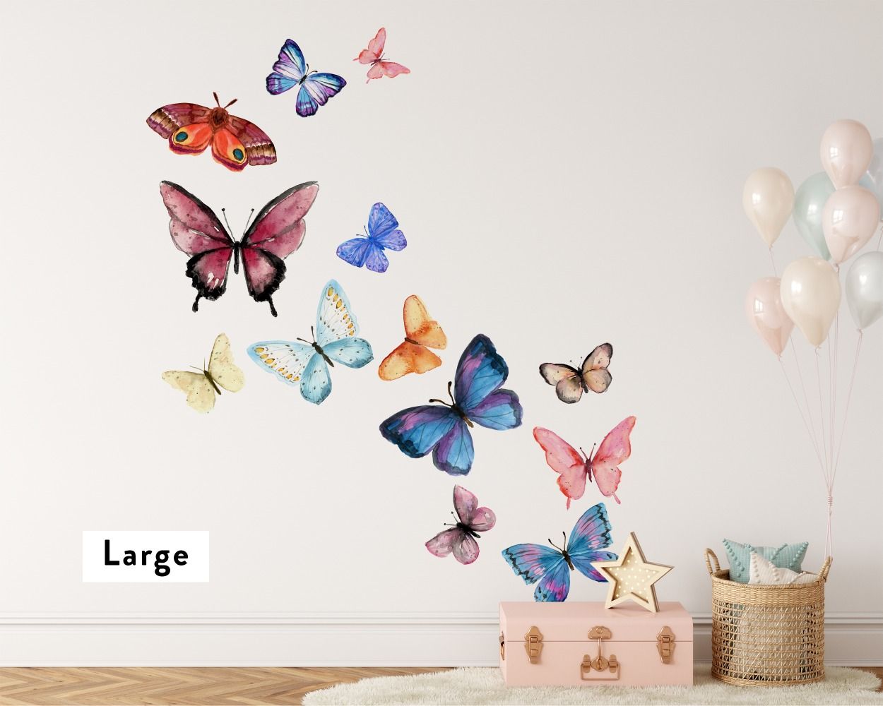 Beautiful Colourful Butterflies Vinyl Wall Decals for Girls Bedroom Wall Decor