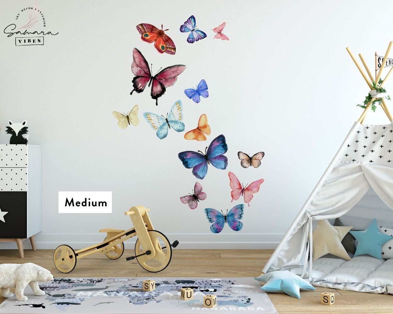 Beautiful Colourful Butterflies Vinyl Wall Stickers for Girls Bedroom Wall Decor