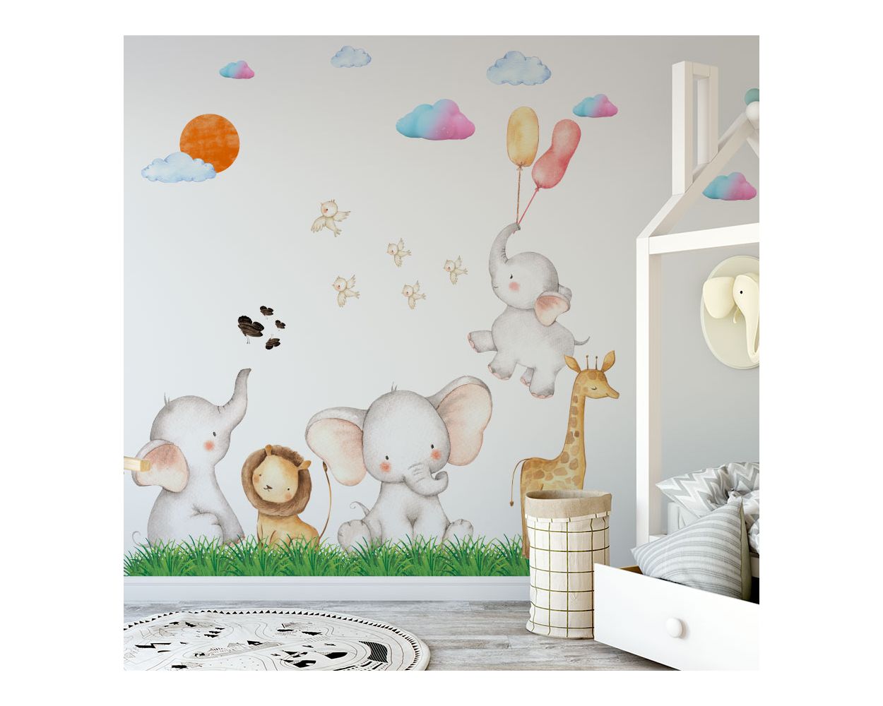 Kids Room Cute Animal Wall Stickers, Peel and Stick, Self Adhesive ...