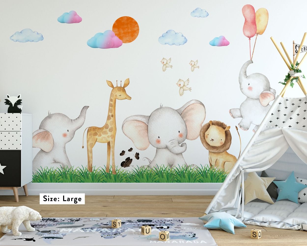 Large Rainbow Stickers Walls  Cartoon Elephant Wall Stickers