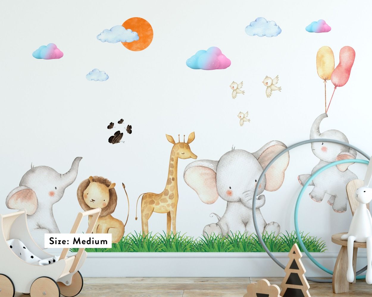 Kids Room Cute Animal Wall Stickers, Peel and Stick, Self Adhesive Wall  Decals, Nursery Room Decoration, Nursery Watercolour Animal Decals