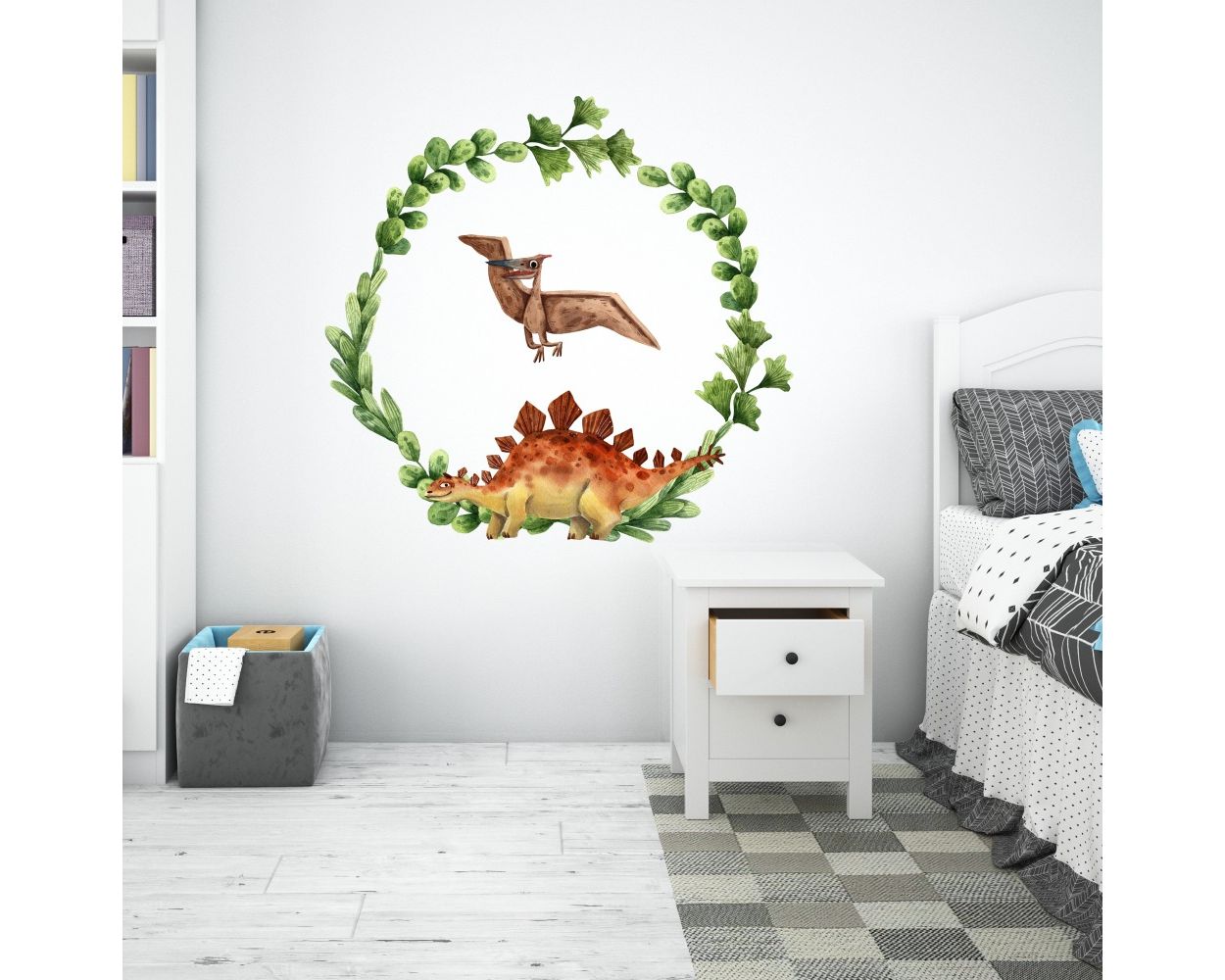Best Beautiful Dinosaur Wreath Kids Room Wall Decals 