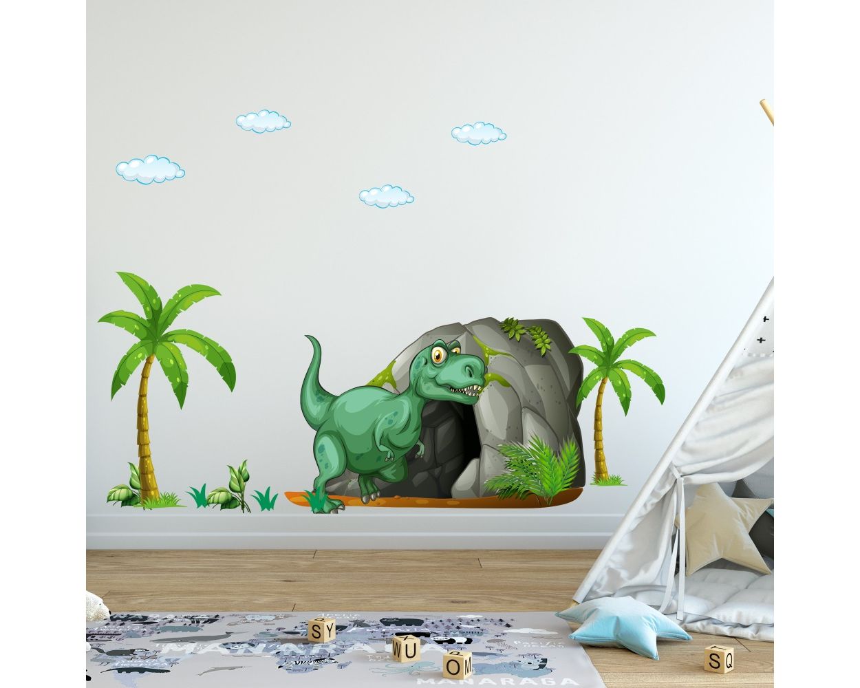 Cartoon green dinosaur Kids Bedroom Wall Sticker