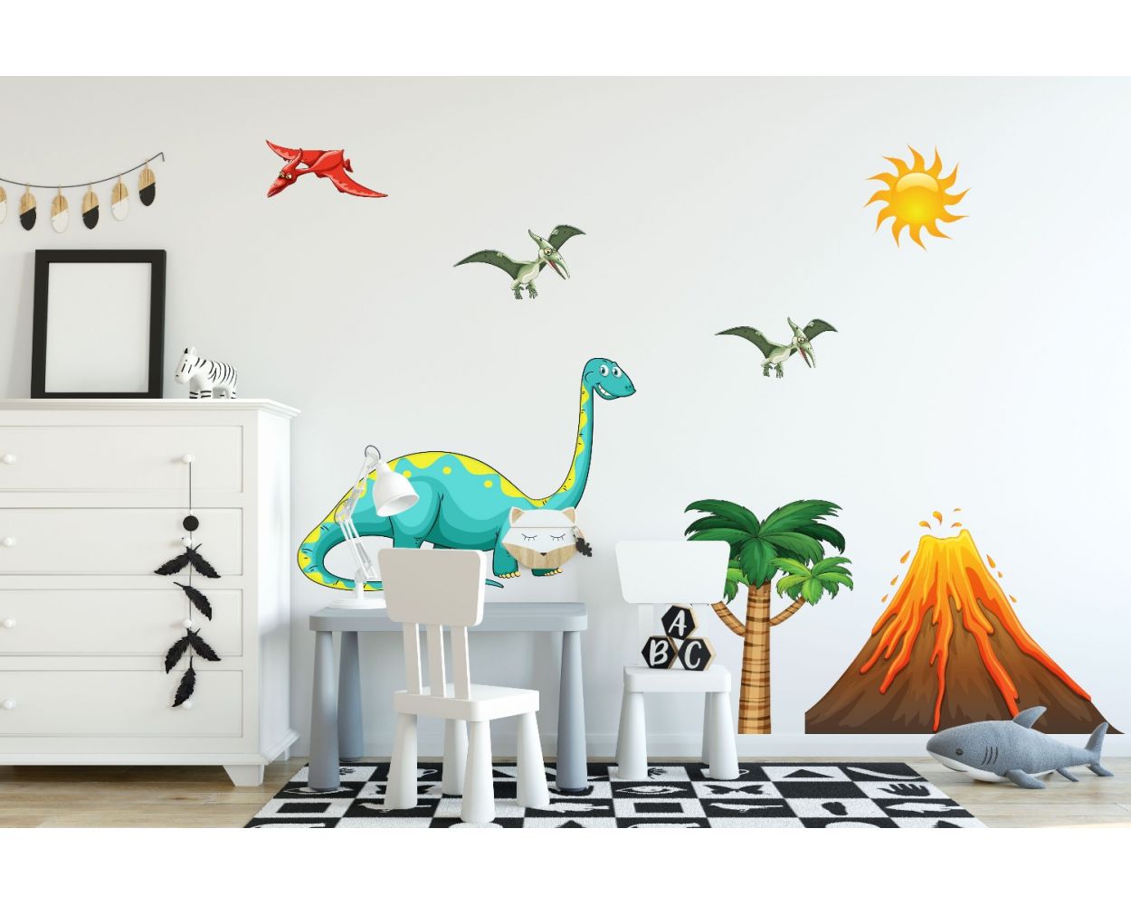Dinosaur Volcano Wall Decal for Kids Room Jurassic Park- Dino peel&stick  wall sticker, Dinosaurs Jurassic Park
