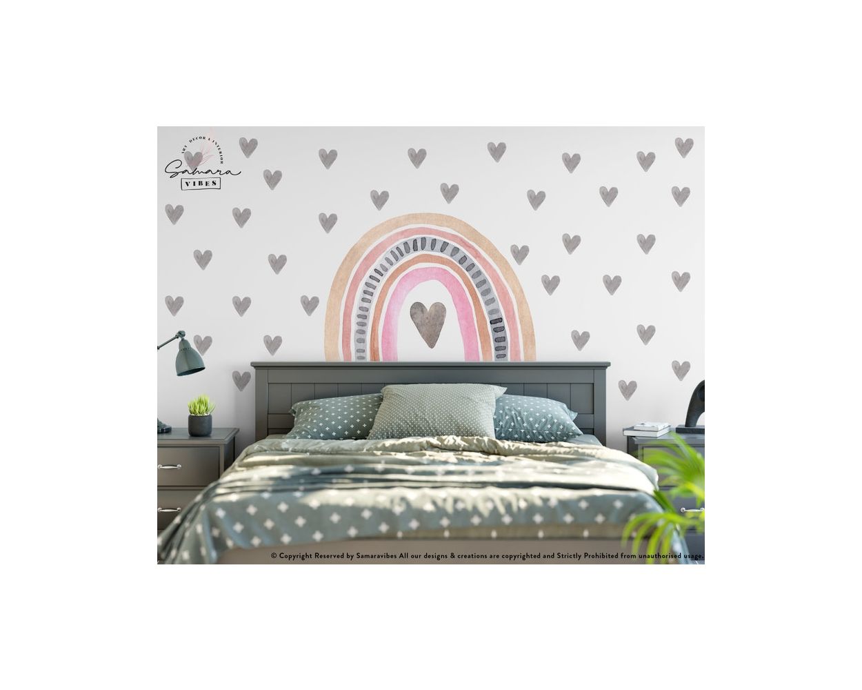 Cute and Best Rainbow with Heart vinyl Wall Stickers for Kids Room Decor