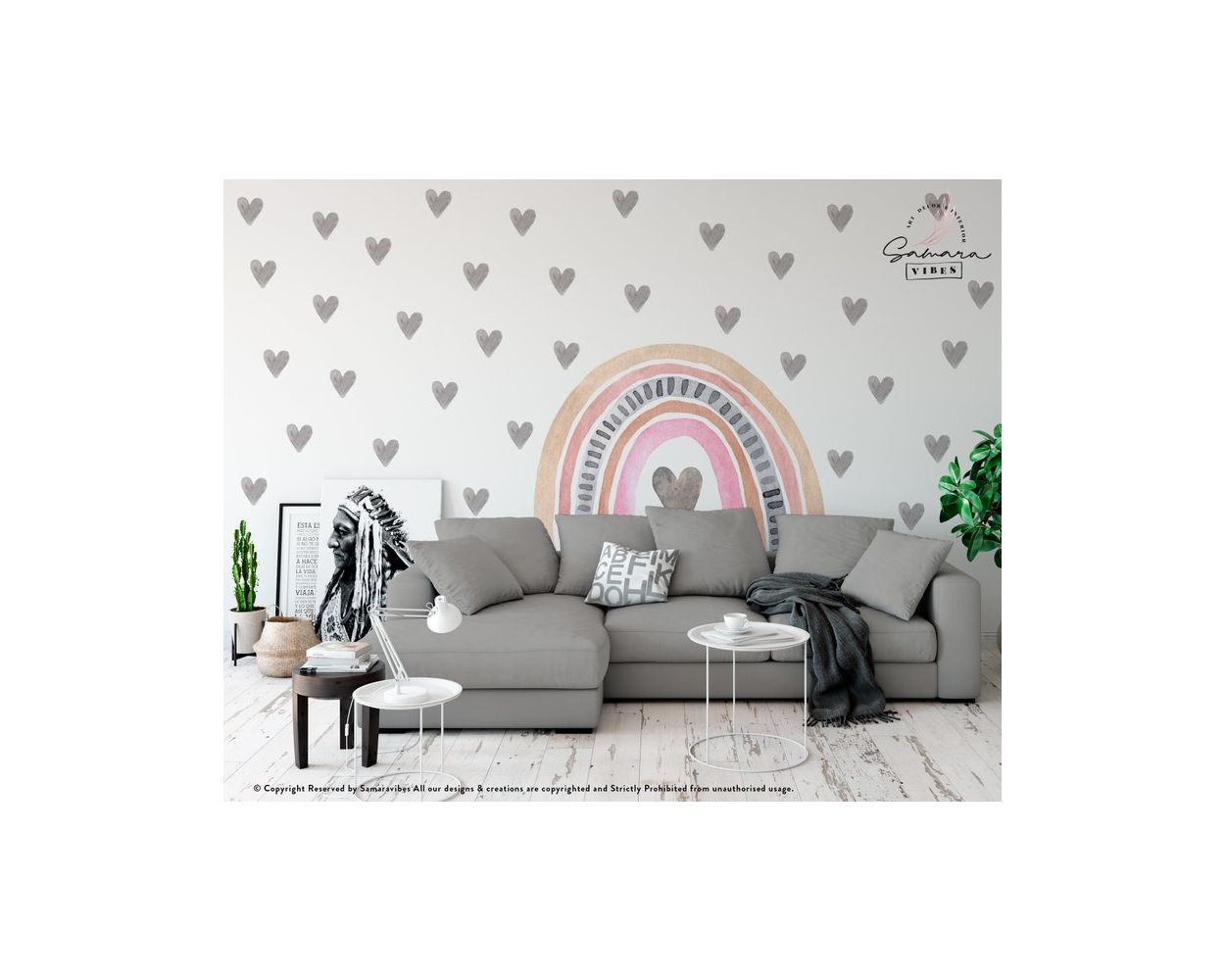 Cute and Best Rainbow with Heart vinyl Wall Decals for Kids Room Decor