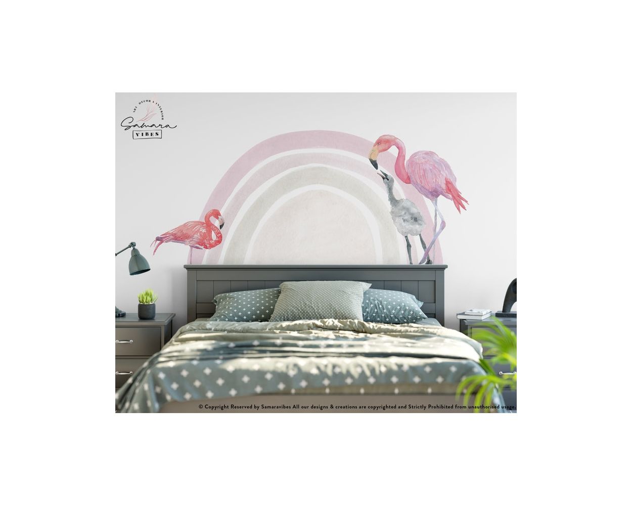 Best and Cute Flamingo And Rainbow Watercolor Vinyl Wall Stickers for Nursery Wall Decors