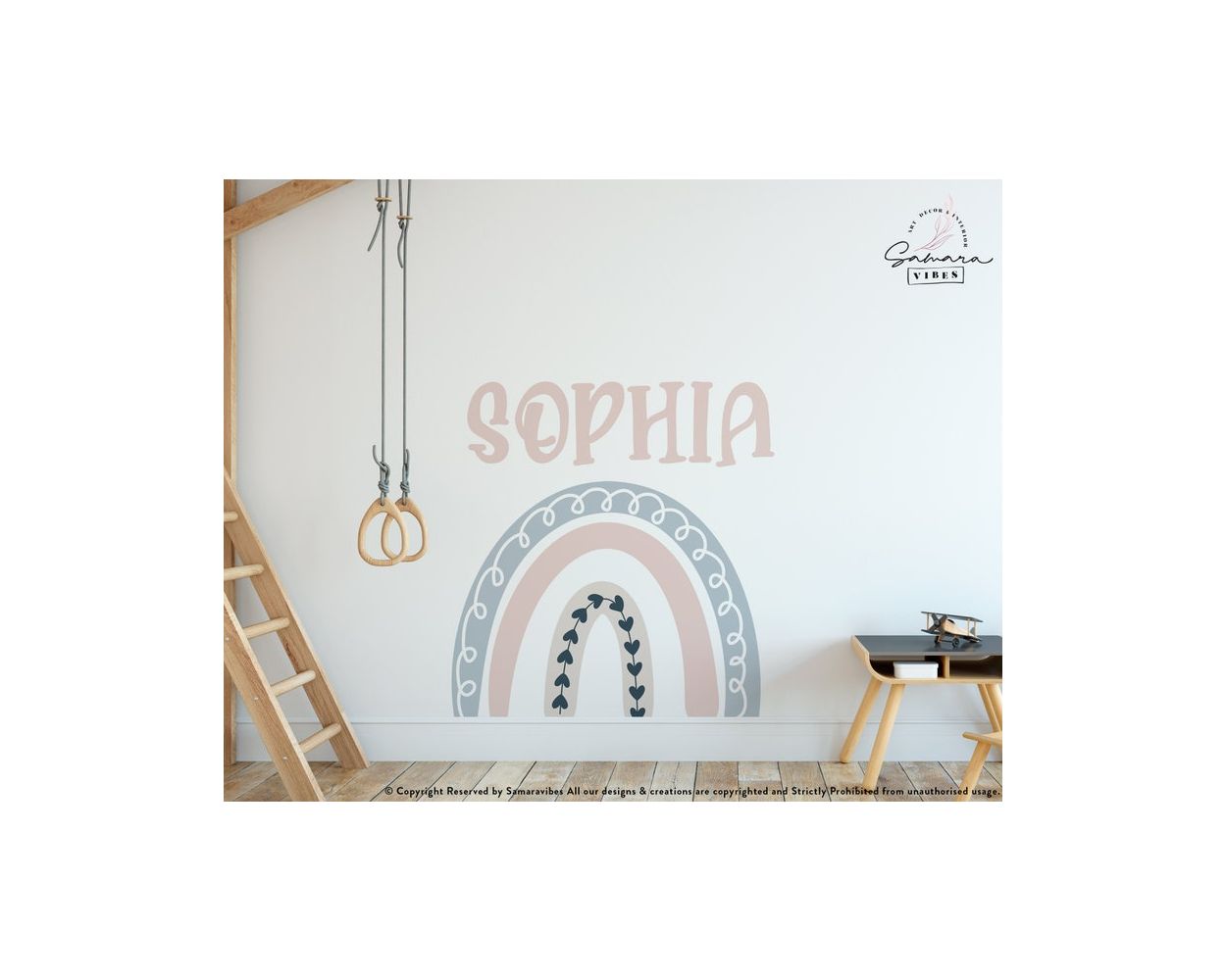 Cute and Best Custom Name Boho Rainbow Vinyl Wall Decals for Bedroom Wall Decor