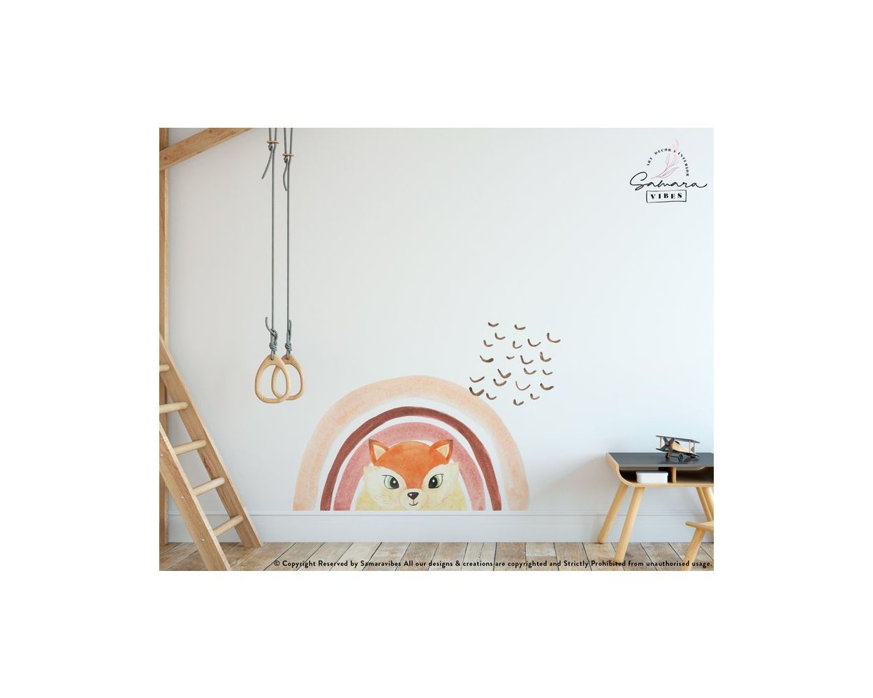 Cute and Best Cool Boho Rainbow and Animal Watercolour Vinyl Wall Decals for KidsBedroom Wall Decor