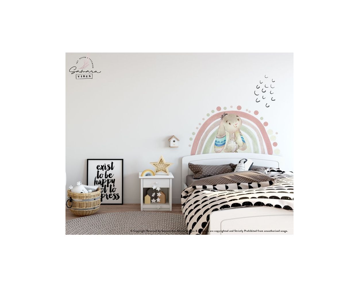 Cute and Best Boho Rainbow and Bunny Wall Decals