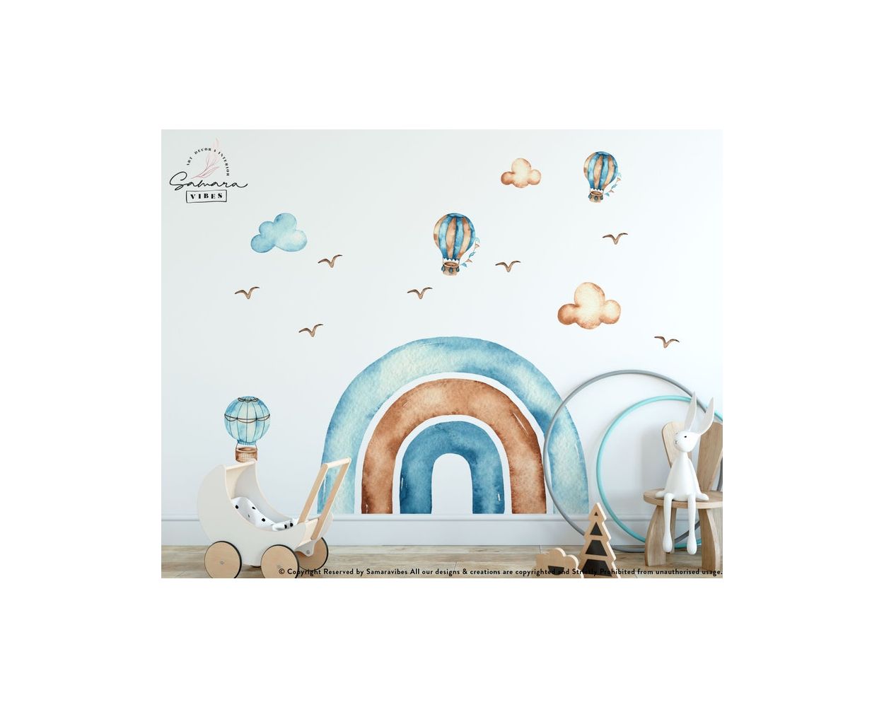 Best Boho Rainbow and Parachute Watercolor Wall Stickers for Kids Bedroom Wall Decor