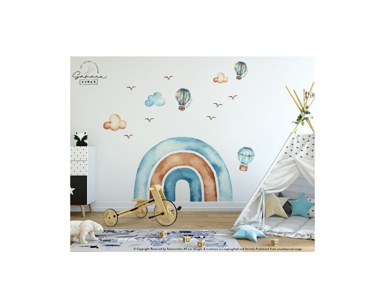 Best Boho Rainbow and Parachute Watercolor Wall Decals for Kids Bedroom Wall Decor
