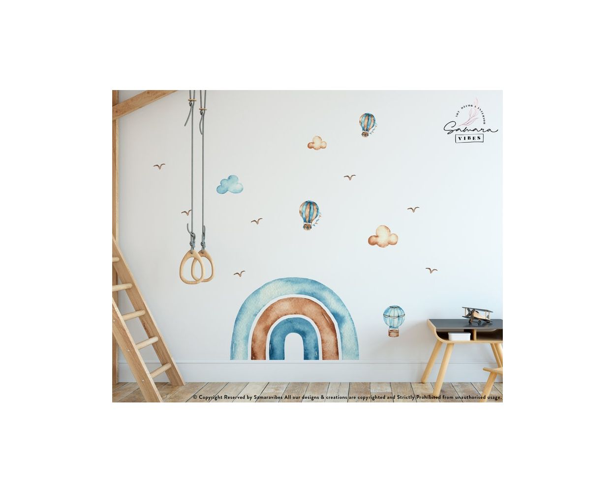 Best Boho Rainbow and Parachute Watercolor Vinyl Wall Decals for Kids Nursery Wall Decor