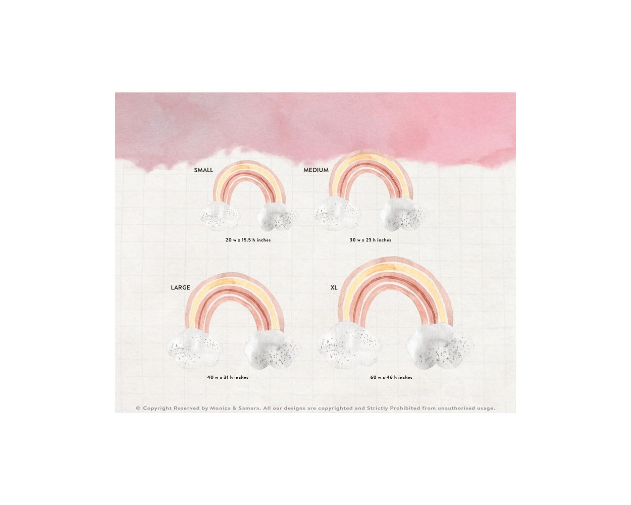 Beautiful Watercolour Rainbow Vinyl Wall Decals for Nursery Wall Decor