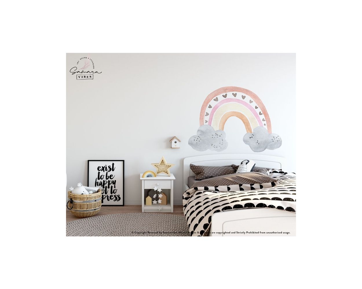 Beautiful Watercolor Rainbow Wall Stickers for Kids Room Wall Decor