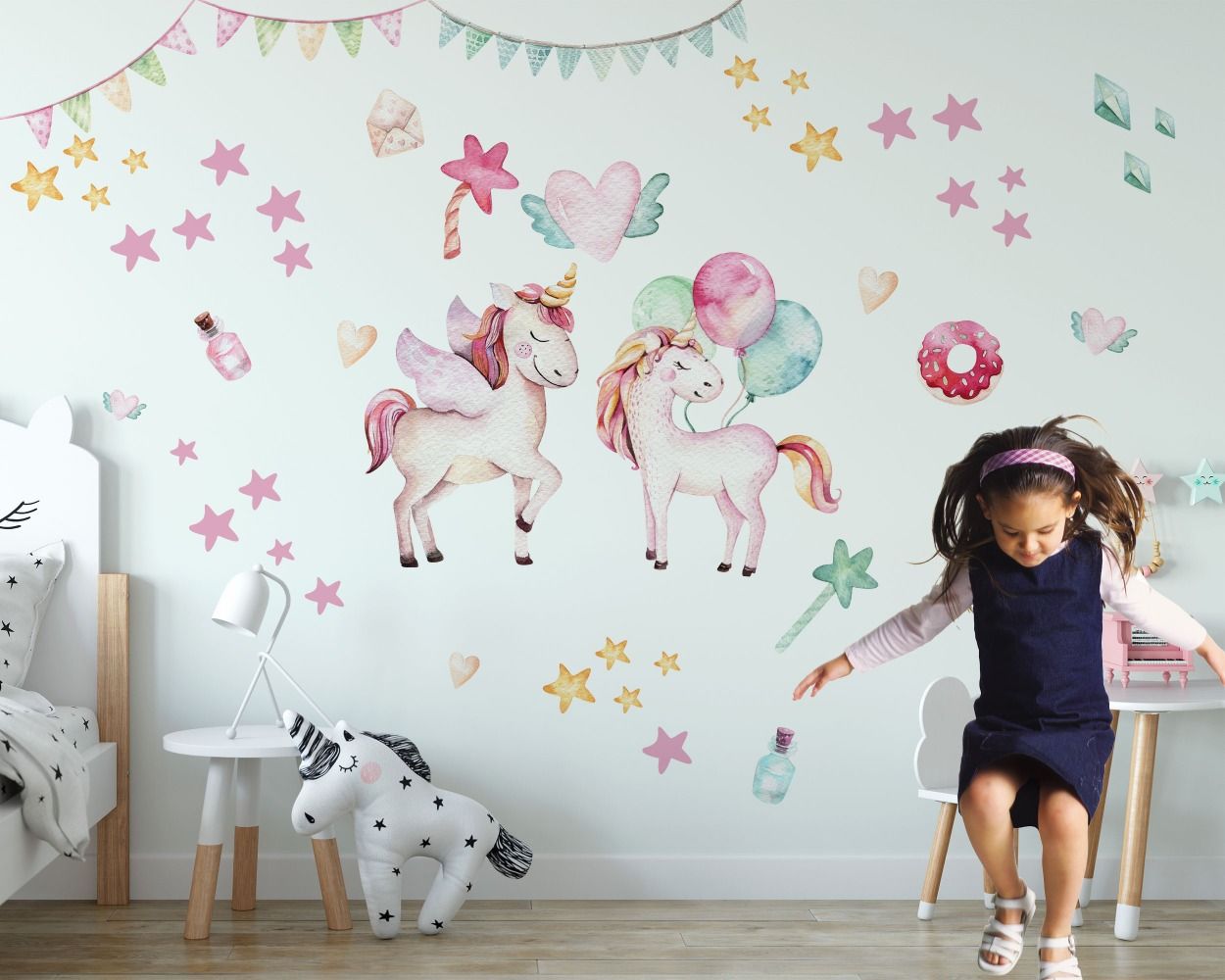 Beautiful Unicorn With Star And Moon Vinyl Wall Stickers For Kids' Room wall decor