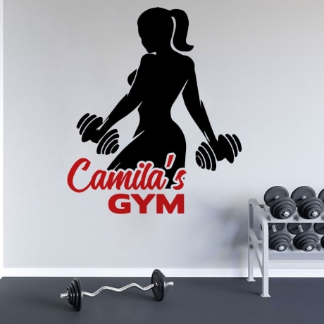 Custom Name Girls Home Gym Wall Decal, Home Gym Vinyl Wall Sticker, Gym Room Decor