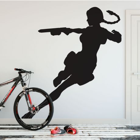 Tomb Raider Silhouette Wall Decal for Gaming Room