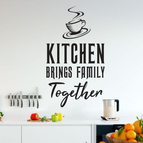 Kitchen Brings Family Together- Kitchen Wall Sticker for Home Decor - Kitchen Quote Wall Art