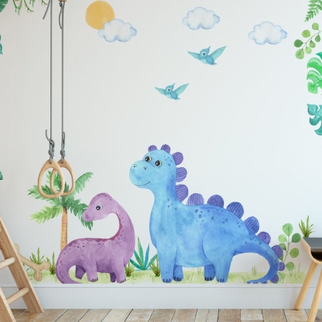 Watercolor baby dinosaurs wall stickers for baby room